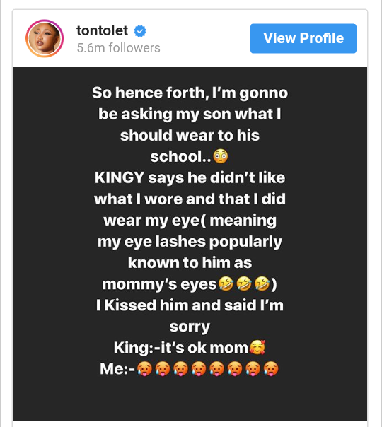 Tonto dikeh and son king Andre 