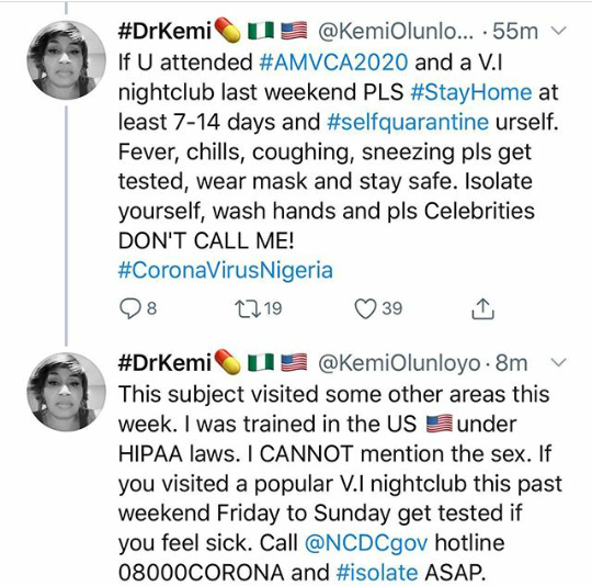 Big nigerian celebrity test positive to coronavirus 