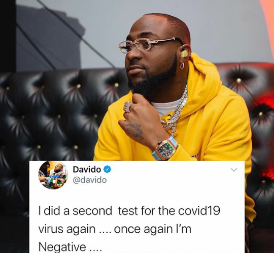 Davido test for coronavirus again