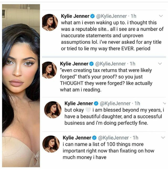 Kylie Jenner reacts as Forbes accused her of lying over billionaire status 