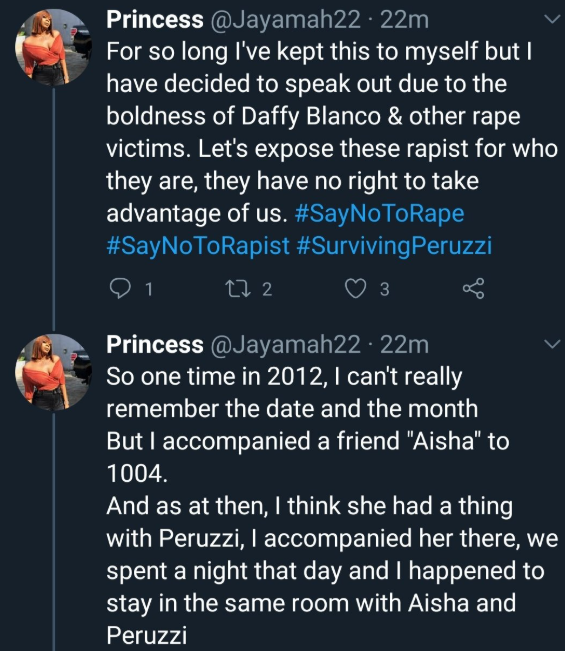 Lady accuses peruzzi of rape