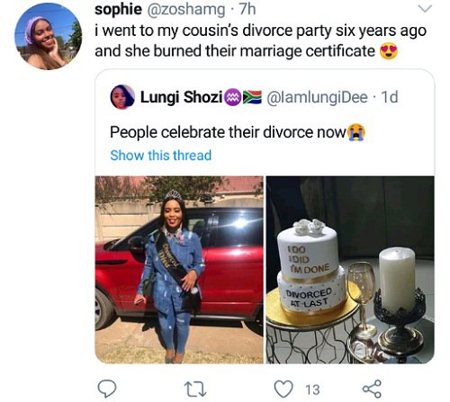 Lady celebrates her divorce