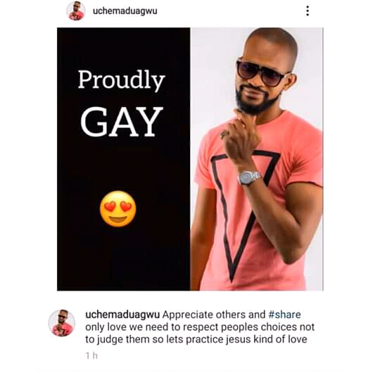 Uche Maduagwu is gay