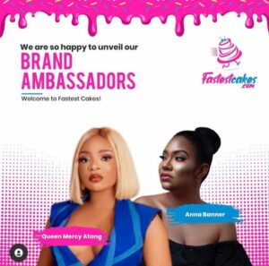 Queen mercy Atang brand ambassador for fastest cakes