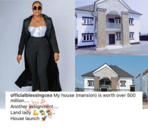 "My Mansion Costs Over 500 Million Naira "- Blessing Okoro Says (Photos & Video Of The House)