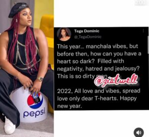 "Why Is Your Heart So Bitter & Filled With Jealousy"- BBN Star, Tega Dominic Queries 