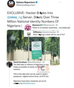 Hackers Reportedly Break Into NIMC Server, Steal Over Three Million Nigerian NIN