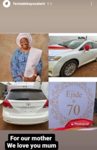 Actor Femi Adebayo & Siblings Surprise Their Mum With A Brand New Car On 70th Birthday (Photos)