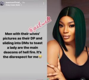 "It's Disrespectful For A Man With His Wife As DP To Be Toasting Me"- Bbnaija Star, Beatrice 