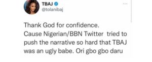 "I Thank God For Confidence "- BBN Star, Tolanibaj Says As She Shares Stunning Photos To Slam Those Who Once Called Her "UGLY"