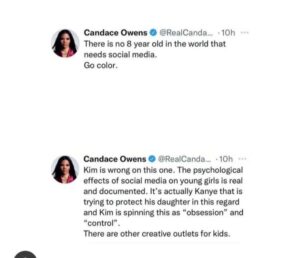 "Social Media Has Psychological Effects On Young Girls"- Kanye West Thanks Candace Owens For Supporting Him Against Estranged Wife, Kim Kardashian 