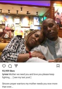 "My Mother Has Been In Coma, She Caught Covid"- Singer, Tyrese Gibson Calls For Prayers For His Mum