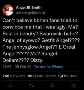 "I Can't Believe BBHen Fans Tried Convincing Me That I Was Ugly"- Angel Smith 