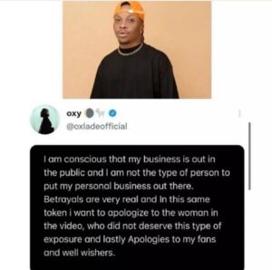"Betrayal Is Real"- Singer, Oxlade Says As He Apologises To The Lady In His Leaked Tape & Fans