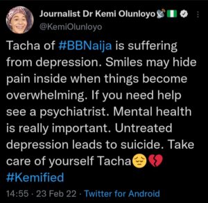"Tacha Is Suffering From Depress!on, Erica Does Nothing"- Kemi Olunloyo Says