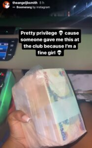 Reality TV Star, Angel Smith Shows Off The Wads Of Cash She Received From A Man In Club Just For Being A Pretty Serp3nt