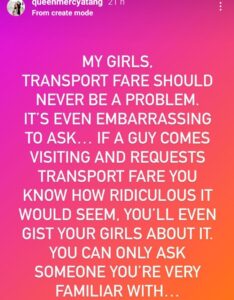 "Ladies, Have Your Own Money, It Is Embarrassing Asking Men For Transport Fare"- BBN Queen Advices Young Ladies 