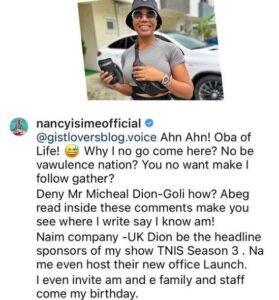 Actress, Nancy Isime speaks after she was accused of dating married man 