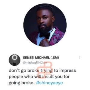BBnaija’s Michael advises Saga after he revealed he pays N5.1M as house rent