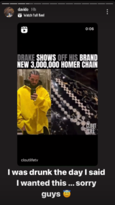 Davido replies haters who said he can’t afford Drake’s $3M chain