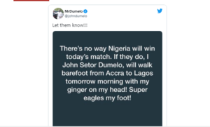 I will walk barefoot from Accra to Lagos if Nigeria beats Ghana in today's match -  Actor, John Dumelo vows