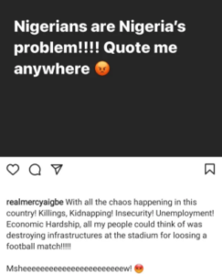 “Nigerians Are Nigeria’s Problem” – Actress, Mercy Aigbe says, reveal why