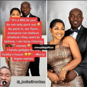“I tanda gidigba for my husband's house” – Actress, Mercy Aigbe addresses rumours that she was kicked out of her husband's house