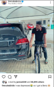 I was depressed so I got a Benz” – Cute Abiola says as he acquires a new car amid alleged split with wife