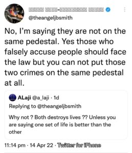 Bbnaija's Angel tackles man who suggests that false rape accusers should face same punishment as rap!sts