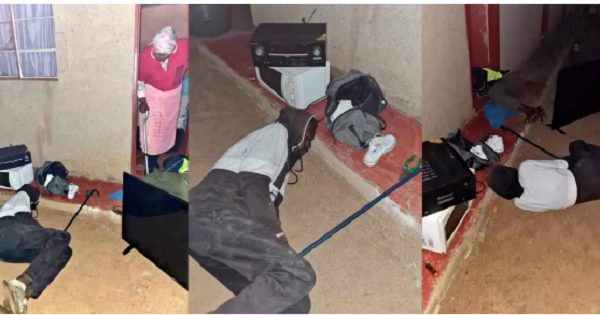 The moment Thieves fell asleep after stealing from old woman’s house (Video)