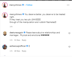 “And you are still there?” – Singer, Mercy Chinwo yells at lady who said she’s going through what Osinachi suffered in her marriage
