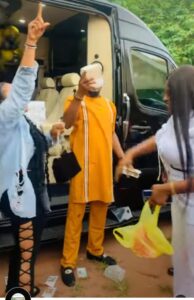 "Where Dem Dey See This Kind Wife"- Actor Jnr Pope Praises Wife, As She Surprises Him With Cash & Birthday Gifts On Movie Set