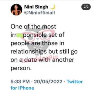 Bbnaija Star, Nini Singh Speaks On Double Dating 