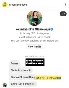 Tonto Dikeh Gives Update On F!ght With Kemi Olunloyo As Bobrisky Joins The B@ttle 