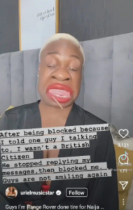 “Guys are not smiling again” – Uriel Oputa cries out as man blocks her after she told him she wasn’t a British citizen