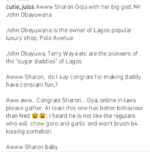 “He is better than Ned Nwoko” – Popular blogger unveils the sugar daddy of Actress Sharon Ooja (Photos)