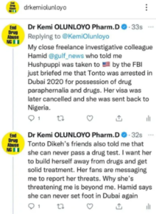“I have just landed Lagos solely to find you and spank you thoroughly” – Angry Tonto Dikeh tells Kemi Olunloyo, she replies