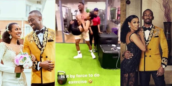 “Is it by force” – BBnaija’s Nini Singh cries out as Saga Force her to workout with him (Video)