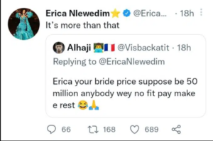My Bride Price Is More Than N50 Million – Actress, Erica Nlewedim Informs Prospective suitors