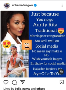 Just because you no go Rita marriage no mean say you no go wish yourself happy birthday" - Uche Maduagwu tells Genevieve Nnaji