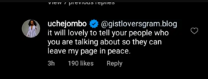Uche Jombo reacts after being dragged into Rita Dominic’s marriage saga