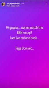 “You show viewers what you want them to see” - Tega Dominic makes strong allegation against organizers of BBnaija (Detail)