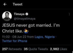 Timaya reveals why he will never get married 