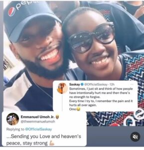 "I Have No Strength To Forgive"- Saskay Says, Emmanuel Consoles Her As Jaypaul Fans Countinue To Troll Her