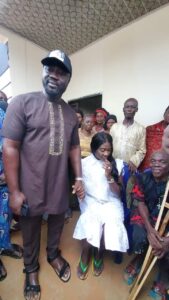 Actress, Mercy Johnson and husband gifts a brand new house to a septuagenarian, Elder Francis Uhioh in Uromi Edo State, Nigeria.