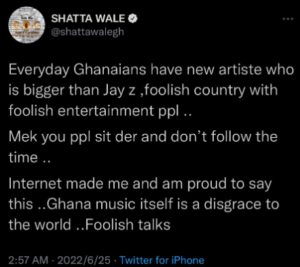 “Ghana Music Is A Disgrace To The World” – Singer, Shatta Wale Declares, Reveals Why 