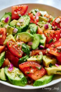 HOW TO PREPARE TOMATOES CUCUMBER AND AVOCADO SALAD