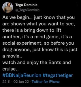 "They Bring Down To Lift Another, It's Just A Movie"- BBNaija's Tega Reveals Sh@cking Details About The #Bbnreunion 