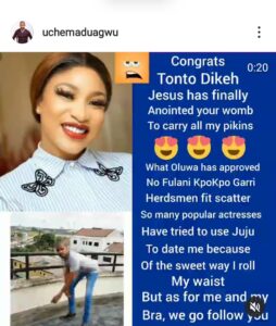 "Jesus Has Anointed Your Womb To Carry My Children"- Uche Maduagwu Tells Tonto Dikeh 