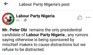 Labour Party Addresses Nigerians As Ezenwafor Emerges As Its Factional Presidential Candidate